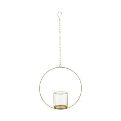 Hängedeko-Ring Mit Glaseinsatz Ø40cm LUNA In Gold
