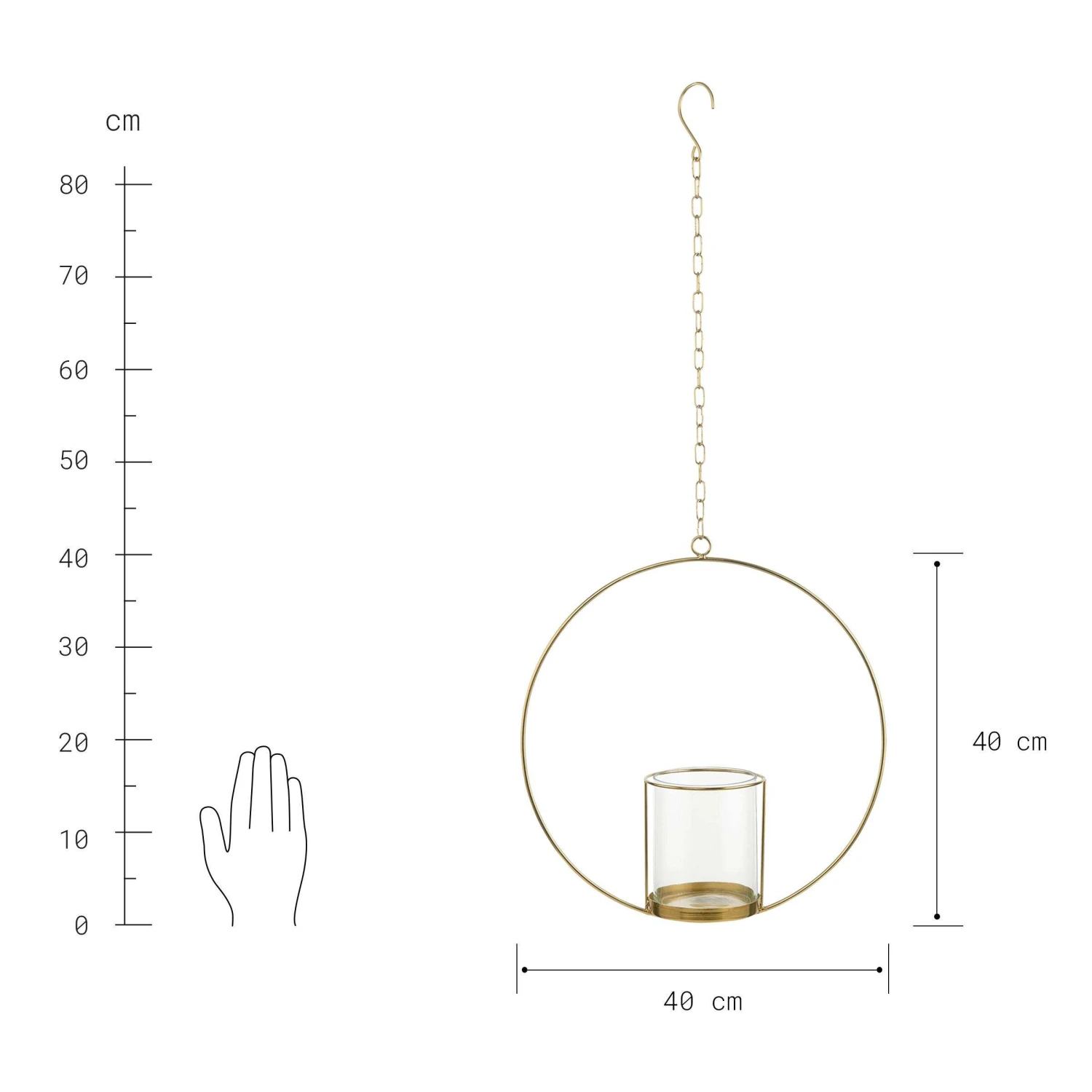Hängedeko-Ring Mit Glaseinsatz Ø40cm LUNA In Gold 6 Hängedeko-Ring Mit Glaseinsatz Ø40cm LUNA In Gold – Bild 4