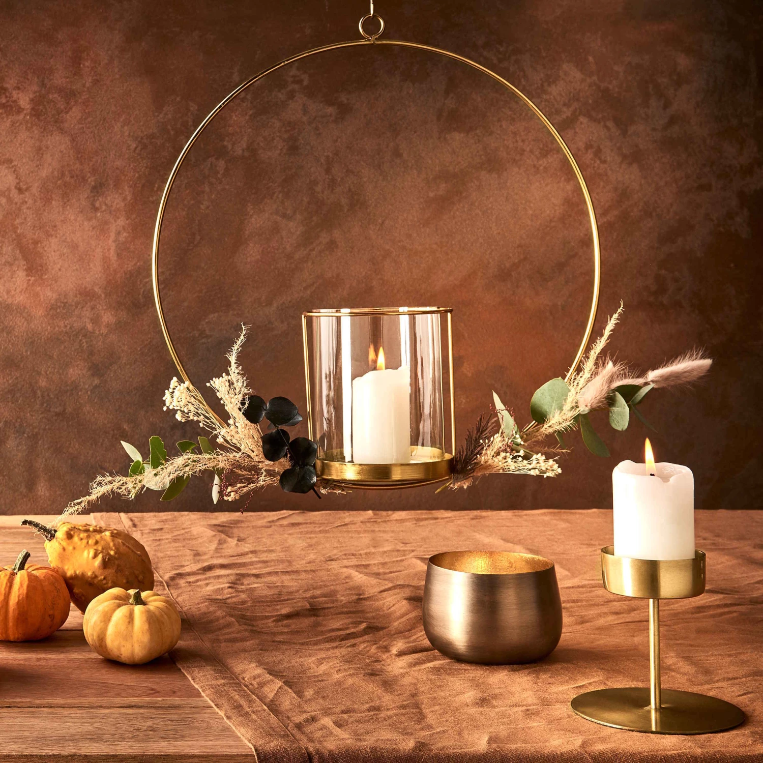 Hängedeko-Ring Mit Glaseinsatz Ø40cm LUNA In Gold 7 Hängedeko-Ring Mit Glaseinsatz Ø40cm LUNA In Gold – Bild 5