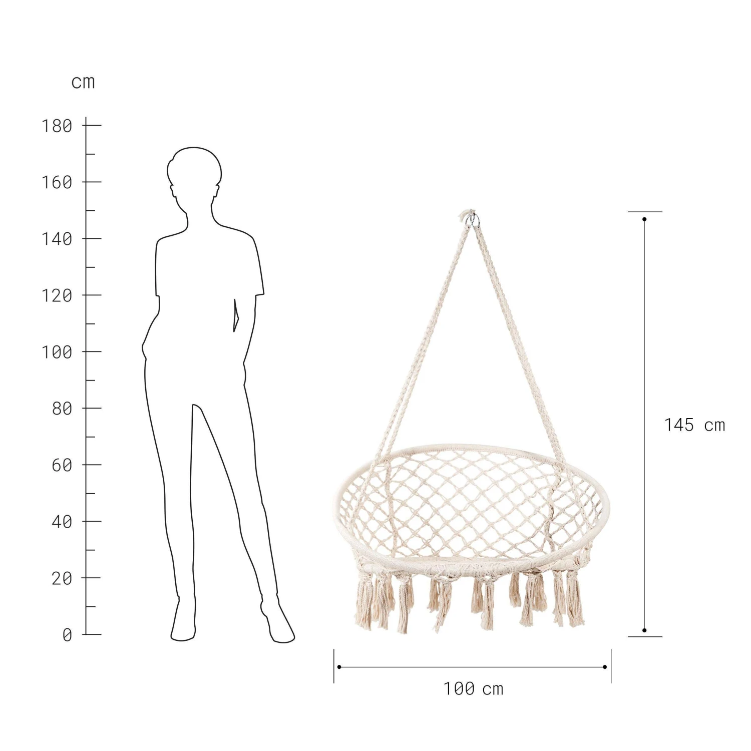 Hängesessel Mit Fransen Ø100cm PARADISE NOW In Creme 6 Hängesessel Mit Fransen Ø100cm PARADISE NOW In Creme – Bild 4