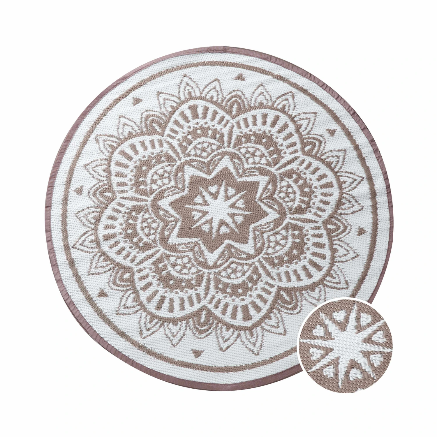 In- & Outdoor-Teppich Flora Ø118cm COLOUR CLASH In Natur-Weiß 3 In- & Outdoor-Teppich Flora Ø118cm COLOUR CLASH In Natur-Weiß