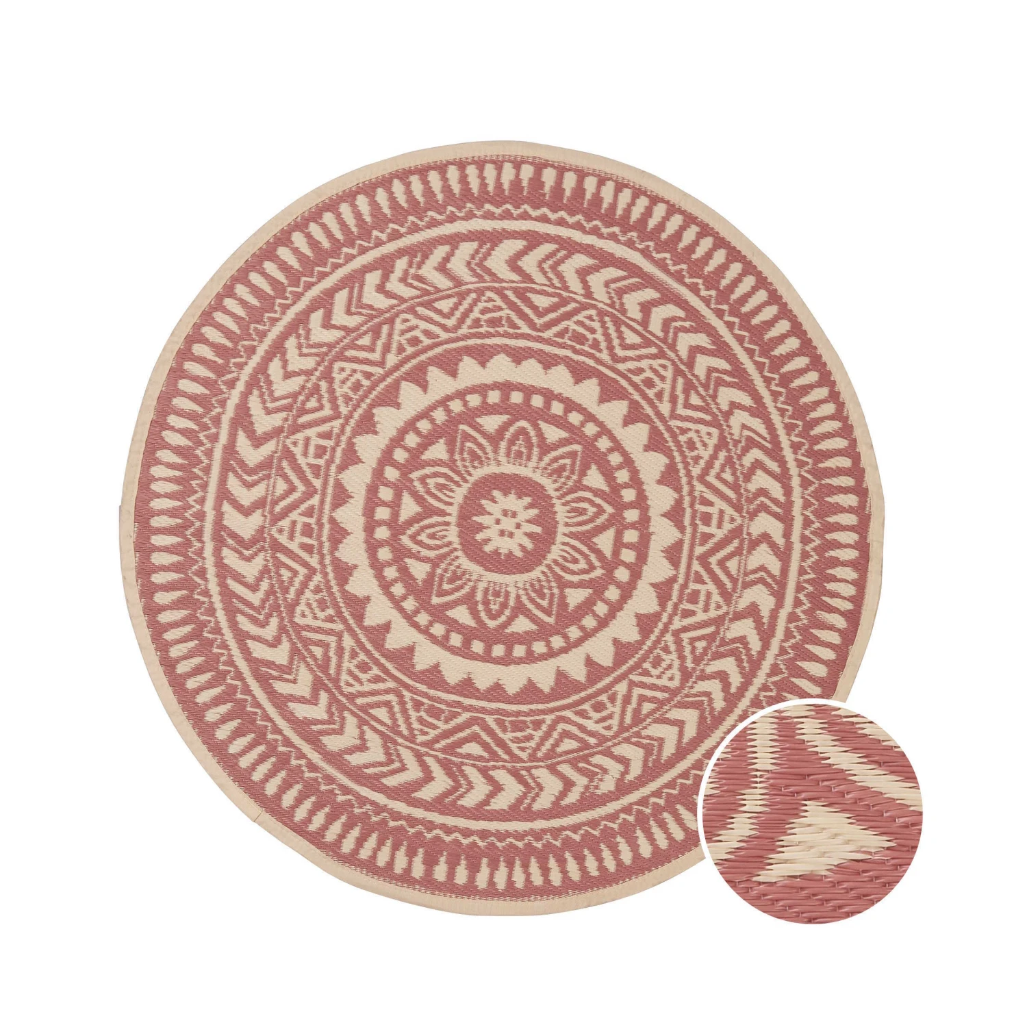 In- & Outdoor-Teppich Ø118cm COLOUR CLASH In Hellrot-Creme 3 In- & Outdoor-Teppich Ø118cm COLOUR CLASH In Hellrot-Creme