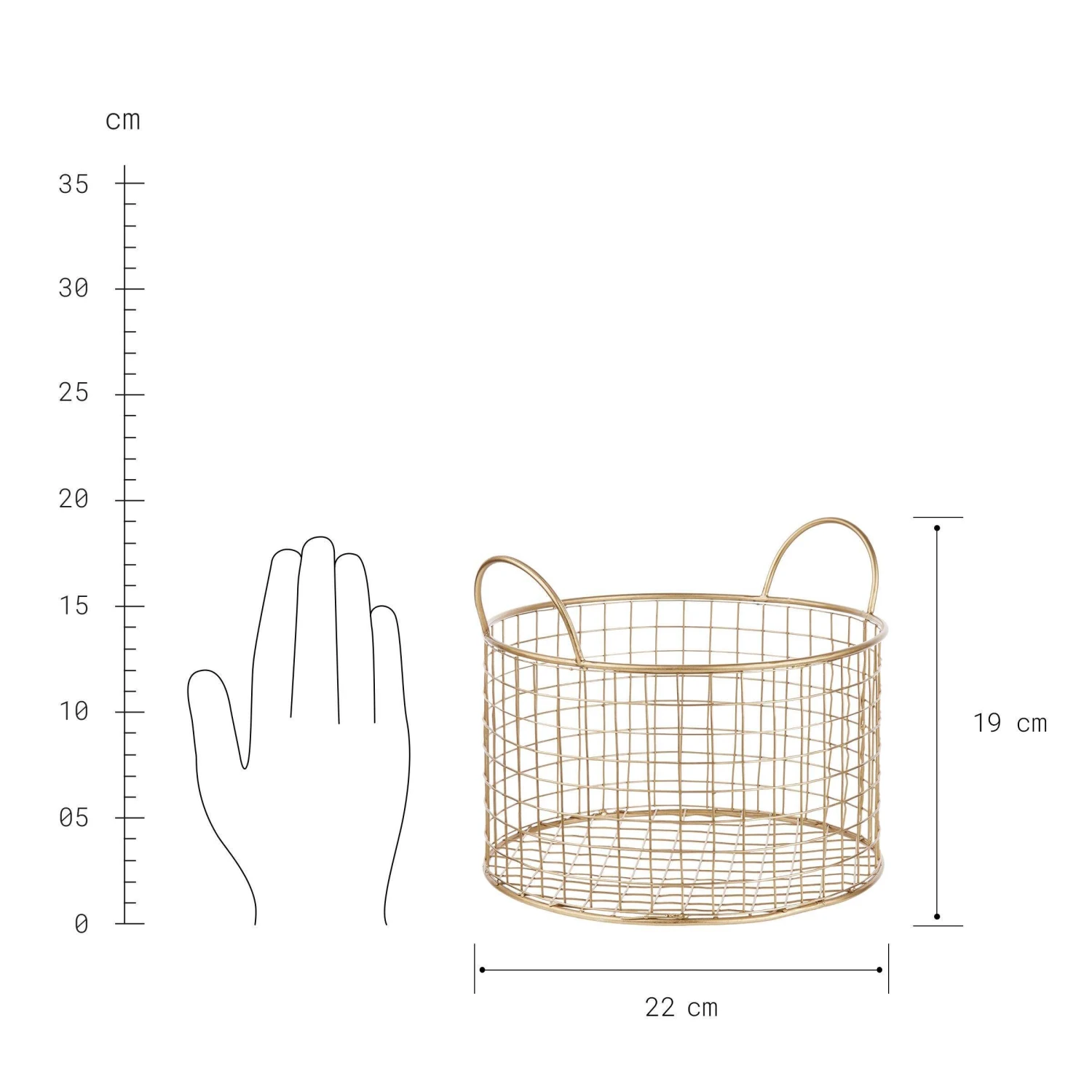 Korb Rund Ø22cm HOOP In Gold 5 Korb Rund Ø22cm HOOP In Gold – Bild 3