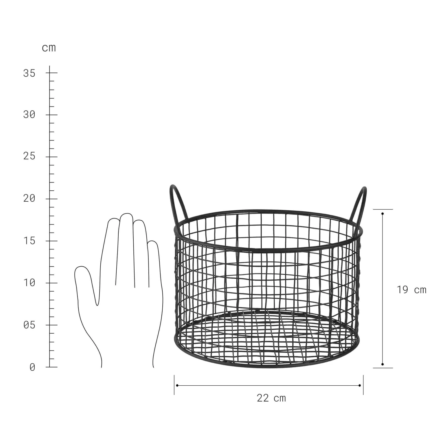 Korb Rund Ø22cm HOOP In Schwarz 5 Korb Rund Ø22cm HOOP In Schwarz – Bild 3