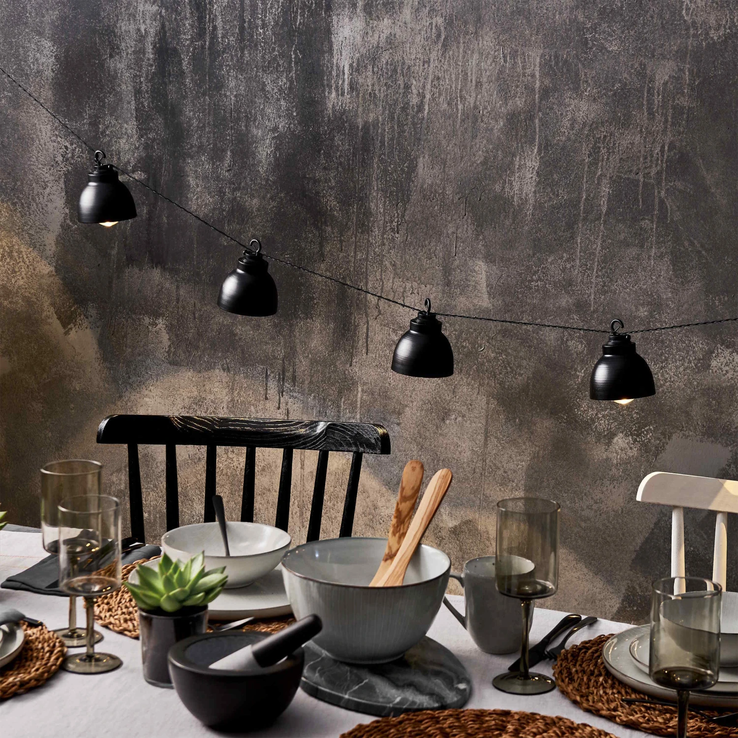 Metall-Lampenkette Mit Stecker WAREHOUSE In Schwarz 8 Metall-Lampenkette Mit Stecker WAREHOUSE In Schwarz – Bild 6