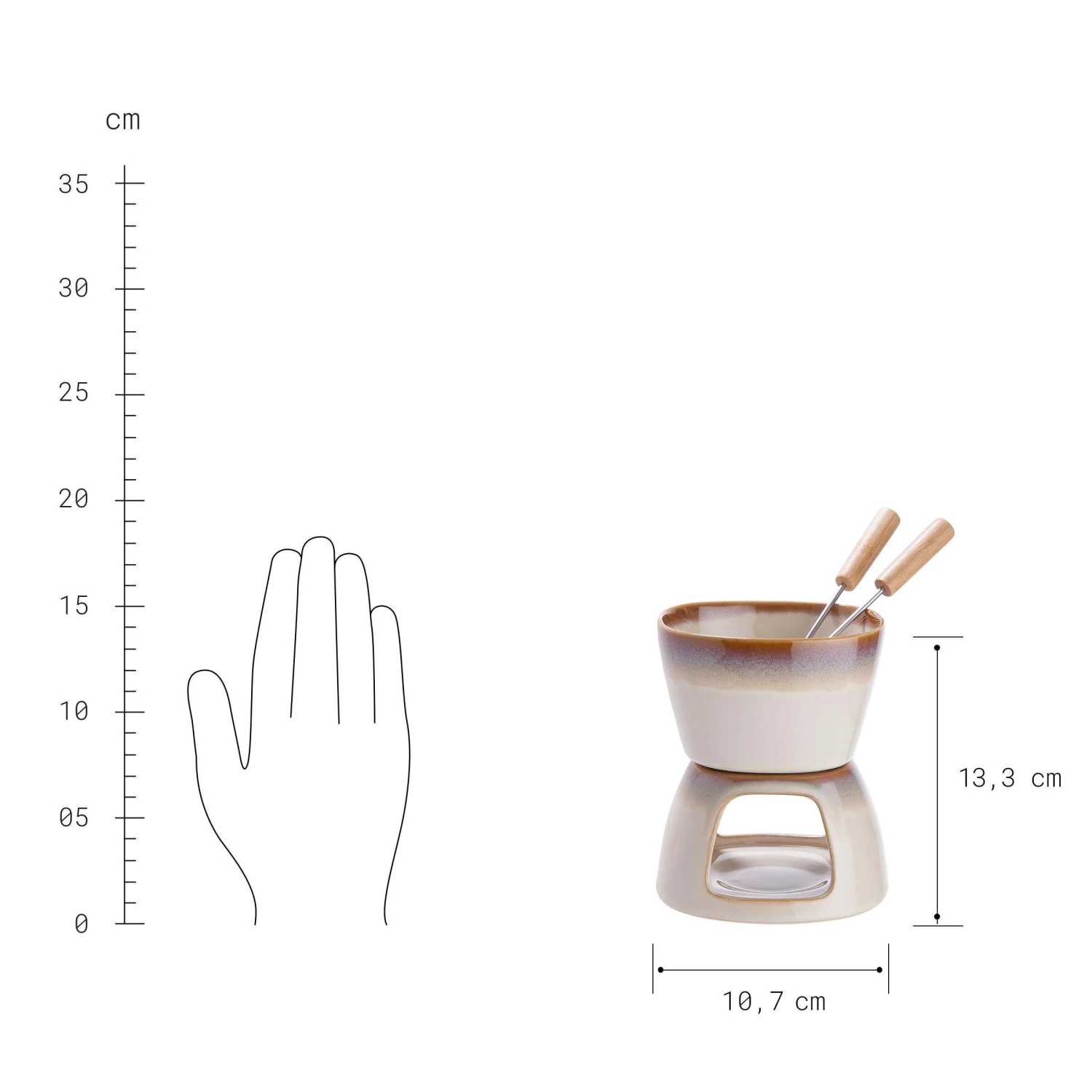 Mini-Fondue Mit 2 Gabeln AU CHOCOLAT In Beige 4 Mini-Fondue Mit 2 Gabeln AU CHOCOLAT In Beige – Bild 3