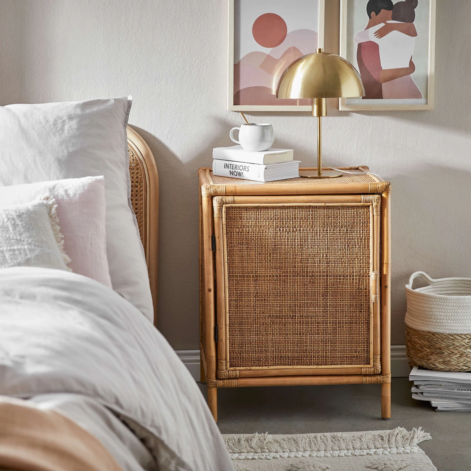 Nachttisch-Schränkchen Handgefertigt Aus Rattan BOHO LOUNGE In Natur 4 Nachttisch-Schränkchen Handgefertigt Aus Rattan BOHO LOUNGE In Natur – Bild 2