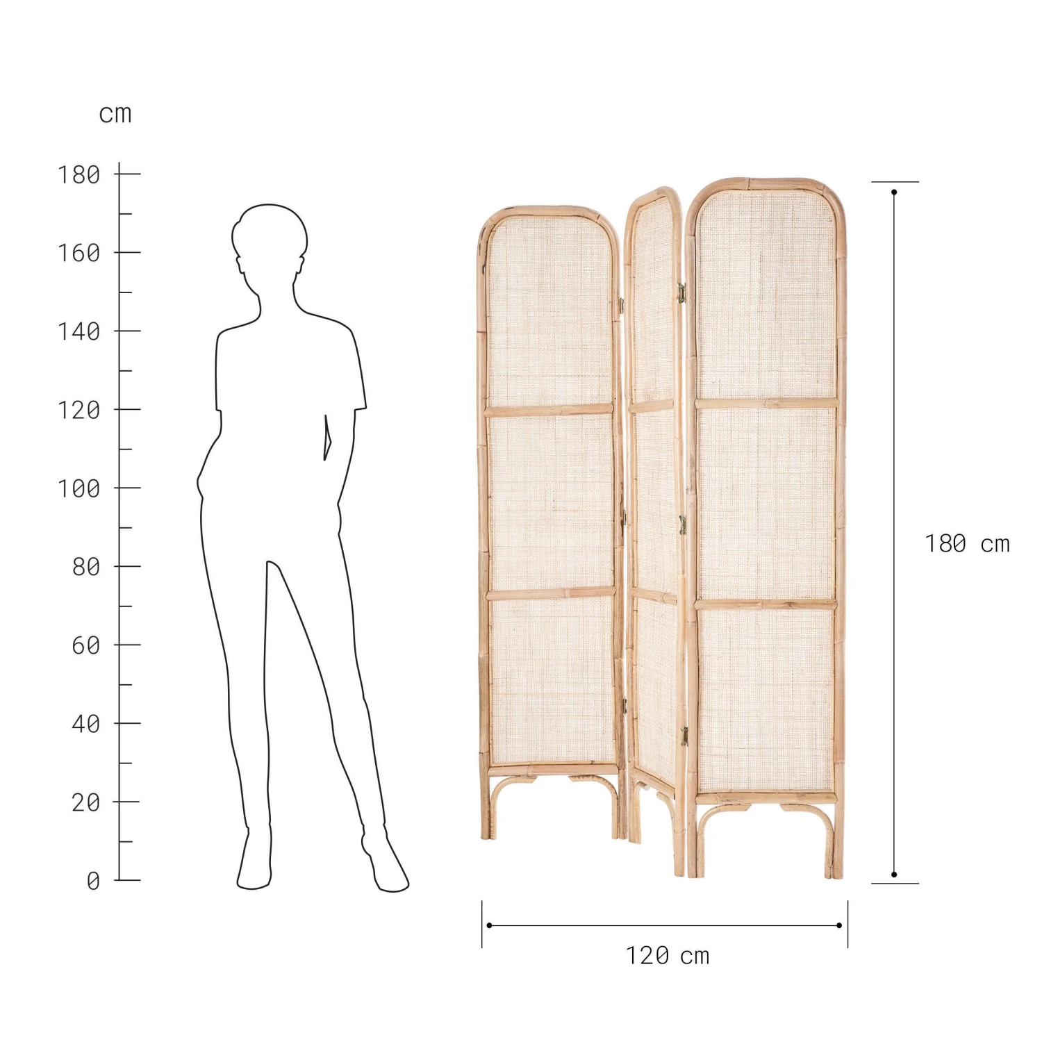 Paravent Aus Rattan L 120 X H 180cm BOHO LOUNGE In Natur 5 Paravent Aus Rattan L 120 X H 180cm BOHO LOUNGE In Natur – Bild 3