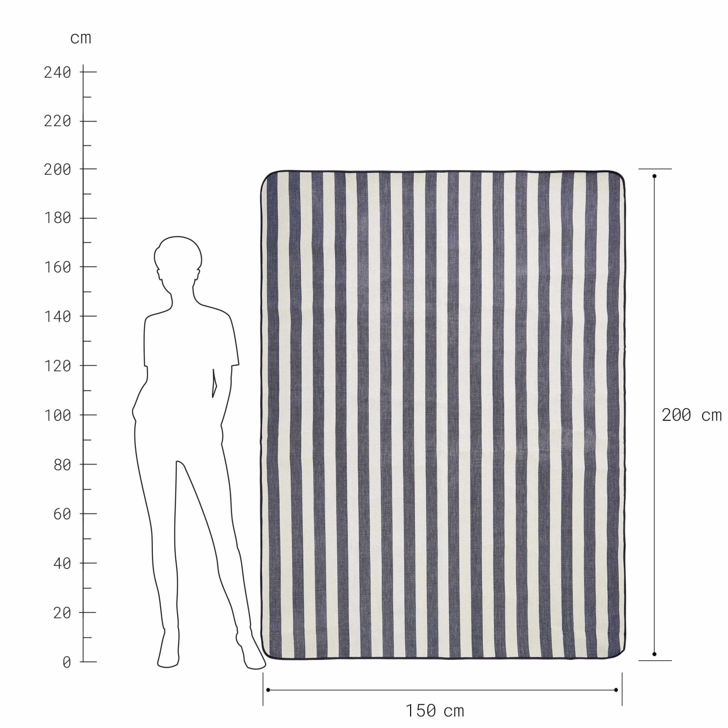 Picknickdecke Streifen L 150 X B 200cm WANDERLUST In Creme-Blau 5 Picknickdecke Streifen L 150 X B 200cm WANDERLUST In Creme-Blau – Bild 4