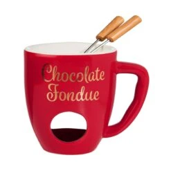 Tasse Mit 2 Gabeln CHOCOLATE FONDUE In Rot