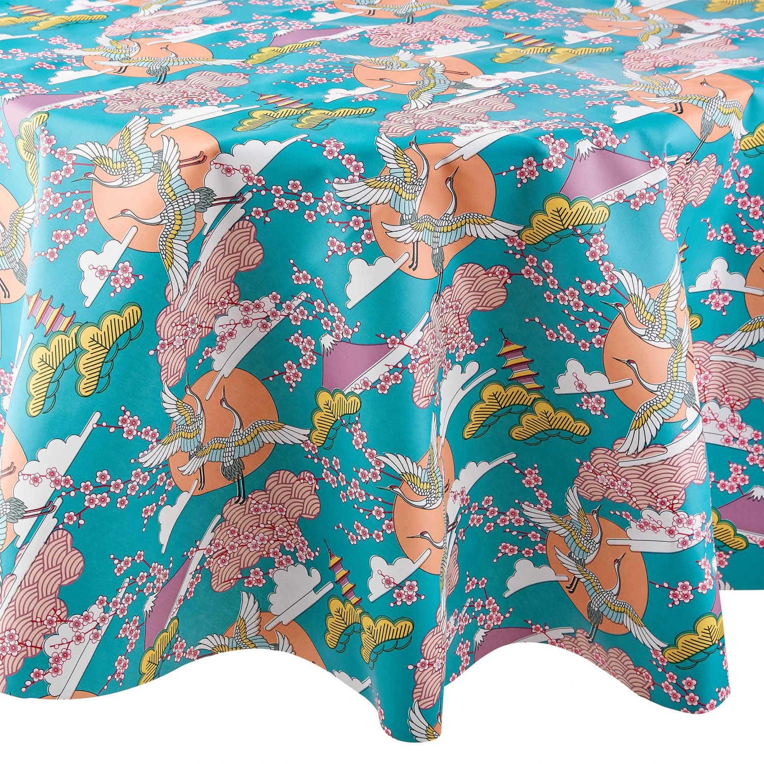 Wachstischdecke Japan Ø 140 Cm WATERPROOF In Bunt 3 Wachstischdecke Japan Ø 140 Cm WATERPROOF In Bunt